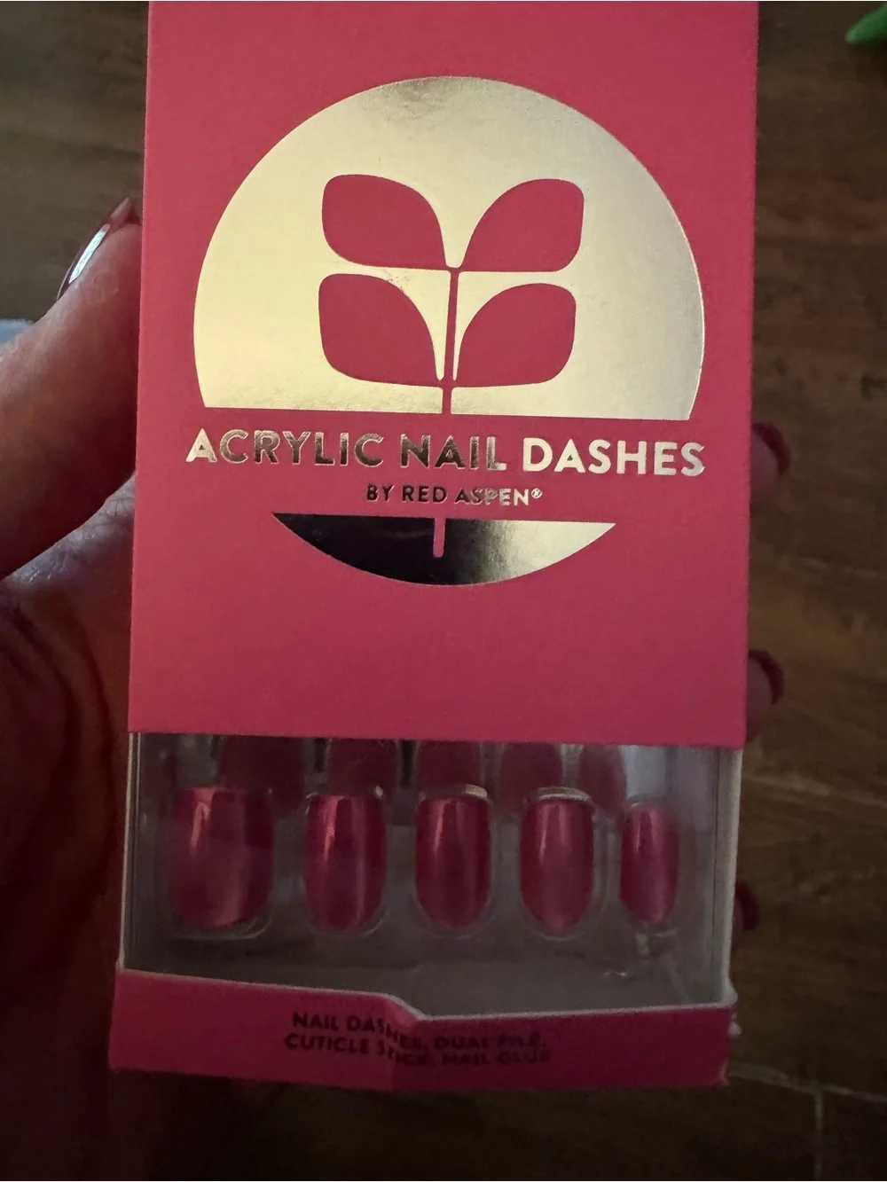 Red Aspen Acrylic press on Nails NEW Victorious Valia pink shiny finish